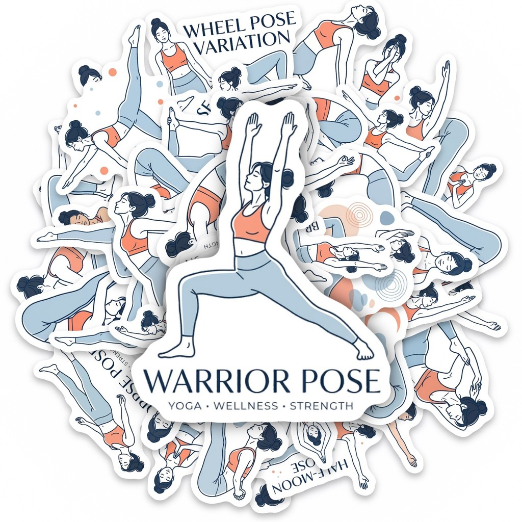 Yoga Fitness Journal - 50Pcs Yoga Pose Stickers, Fitness Stretching