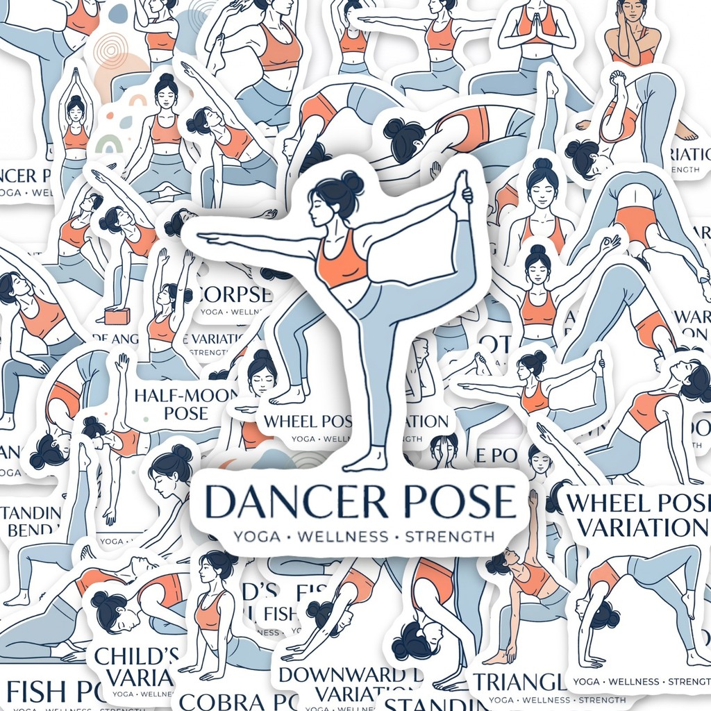 50Pcs Yoga Pose Stickers, Fitn - đánh giá và giá Yoga Fitness Journal